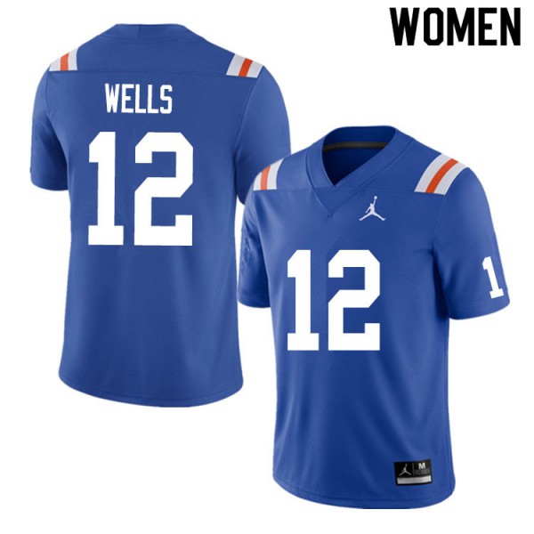Women #12 Rick Wells Florida Gators College Football Jersey Throwback